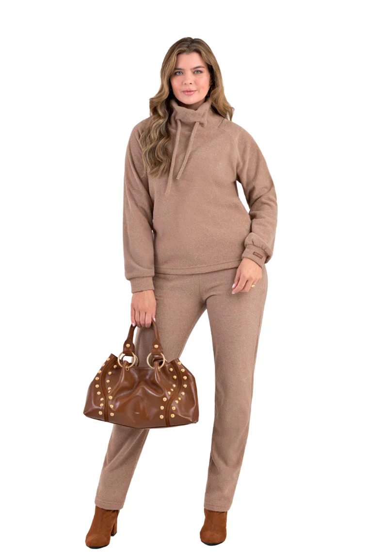 Blusa plush boucle e calça plush boucle